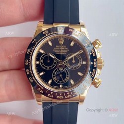 NOOB Rolex Daytona Rubber Band Yellow Gold Replica Watches  Swiss 4130 Movement