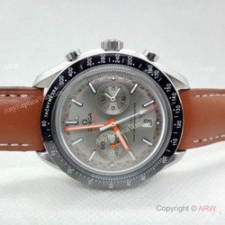 Omega Speedmaster Citizen 8215 Watch Brown Leather Strap 40mm