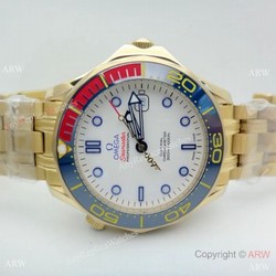 New Copy Omega Commanders 007 James Bond Yellow Gold Men Watch