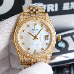 Gold Rolex Oyster Perpetual Datejust With Diamonds 41mm Replica Watch