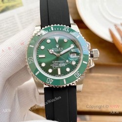 Best Quality Rolex Submariner Clone Green Dial Rubber Strap Watches 40mm