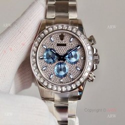 New Full Diamond Rolex Daytona Stainless Steel Swiss 7750 Replica Watch