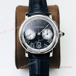 (GZF) 1:1 High Quality Replica Rotonde De Cartier Black Dial Chronograph Watches 40mm