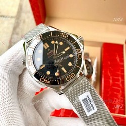 2020 New Omega Seamaster 007 No Time To Die Watch Stainless Steel Mesh Strap