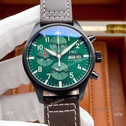 New Replica IWC Big Pilots Chronogaph Watch SS Green Dial