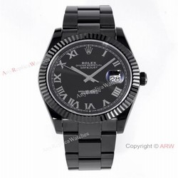 VR-Factory Swiss Replica Rolex Datejust II Black Venom Watch Roman Markers