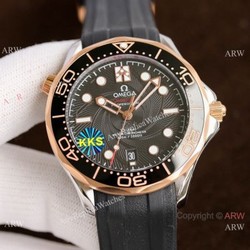 New! Copy Omega Diver 300m James Bond Limited Edition Watch Rose Gold Rubber Strap