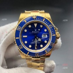Best Copy Yellow Gold Rolex Submariner 2020 Mens Watch 41mm With Blue Dial
