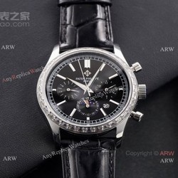 2021 New Patek Philippe Geneve Complications Swiss 9100 Watch Diamond Bezel Black Face