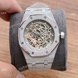 New Copy Audemars Piguet Royal Oak Watch Silver Frosted Skeleton Dial