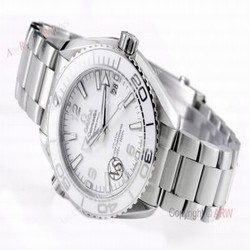 New Omega Seamaster Planet Ocean 600m White Ceramic Ladies Watch VS Factory Replica