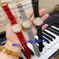 New Copy Cartier Ballon Blanc de Lady Watches Diamond Bezel Leather Strap
