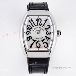 New V32 Franck Muller Vanguard Women Watch Replia with Black Leather Band