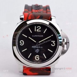 Copy Panerai PAM 00000 Luminor 44mm Watch Black Dial With Red Camo Rubber Band
