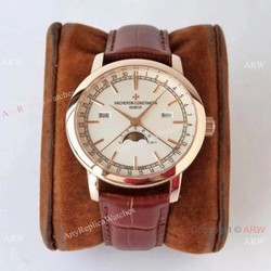 Swiss Replica Vacheron Constantin Traditionnelle Complete Calendar AIF Watch Rose Gold