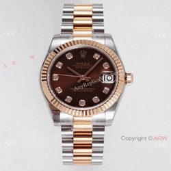 Swiss Clone Rolex Oyster Perpetual Datejust President Watch Chocolate Diamond Dial 31mm