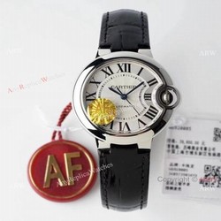 (AF) Ballon Bleu Cartier Replica Watch 33mm Black Leather Strap