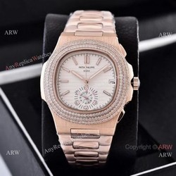 Clone Patek Philippe Nautilus Chronograph Watches Rose Gold and Diamond  Fashion Style