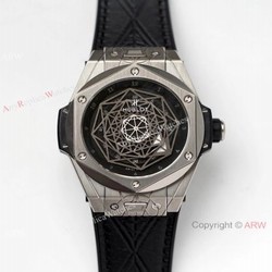 NEW! Swiss Replica Hublot Big Bang Sang Bleu Titanium Watch Black Face