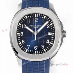 (ZF) Swiss 324 Patek Philippe Aquanaut 5168 Blue Dial Blue Rubber Strap Men Watch Replica