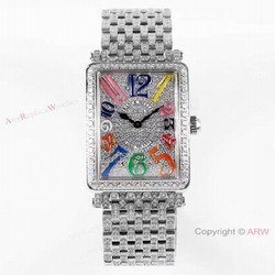 New! Swiss Replica Franck Muller Long Island Iced Out Watch Quartz Movement