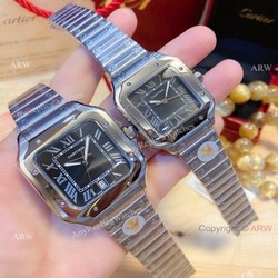 2020 NEW! Copy Cartier Santos de Large Quartz Watch Grey Dial