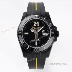 904L Blaken Rolex Kobe Bryant Swiss Replica Watches With Black Rubber Strap