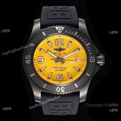 2020 New! Swiss Breitling Superocean Automatic Black Steel Watch Yellow Dial