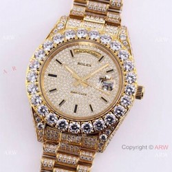 Replica Rolex New Oyster Perpetual Pearlmaster 39 Watch Gold Diamonds