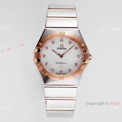 NEW! Swiss Copy Omega Constellation 28mm Quartz Watch 2-Tone Rose Gold