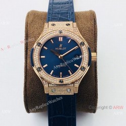 Luxury Swiss Replica Hublot Classic Fusion Ladies Watches Rose Gold Diamond