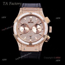 Copy Hublot Big Bang Diamond Watch Swiss Made  Rose Gold Hublot Big Bang Chronograph Watch 45mm