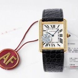 New! AF Factory Cartier Tank Solo Replica Watch Gold and Diamond