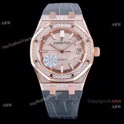 JF 1:1 Best Replica Audemars Piguet Iced Out Royal Oak 15400 Watch 3120 Movement