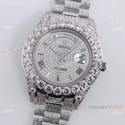 Iced Out Rolex New Oyster Perpetual Pearlmaster 39 Copy Watch Roman Markers