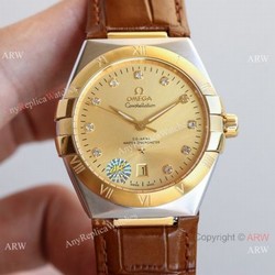 New! Swiss Replica Omega Constellation Gents 39mm Watches Gold Face Diamond Markers