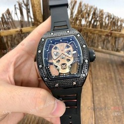 NEW! Copy Richard Mille RM52-06 Mask Watches Rose Gold Skull Diamond Case