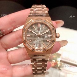 Clone Audemars Piguet Royal Oak Ladies Watches Rose Gold Diamond Bezel