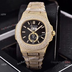Patek Philippe Annual Calendar Full Diamonds 41mm Watches All Gold Case
