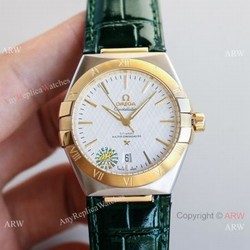 New! Swiss Grade Omega Constellation Gents Watches Green Leahter Strap