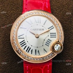 Super Clone Cartier Ballon Bleu De 30mm Watch Diamond Bezel Silver Dial
