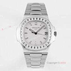 (PPF) V4 Version  Best Replica Patek Philippe Diamond Watch With White Dial Diamond Markers