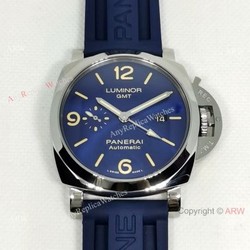 New arrival Panerai Luminor GMT PAM 01033 Blue Rubber Strap Watch