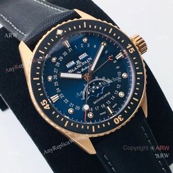 2020 New! Swiss Blancpain Bathyscaphe Moonphase Watch Rose Gold Blue Dial