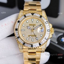 JH Factory Rolex GMT-Master II ETA2836 Watch BlackWhite Diamond Bezel