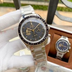 New Style Copy Omega Speedmaster Apollo 11Watch Black Dial