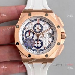 (JF) Replica Audemars Piguet Royal Oak Offshore JF Factory 3126 V2 Chronograph Watch Rose Gold and White
