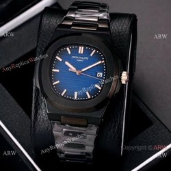 Knockoff Patek Philippe Nautilus All Black Watches Blue Gradient Dial