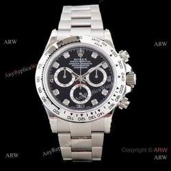 Best 1:1 Swiss Replica Rolex Daytona JH 4130 Chronograph Watch Black Diamond 40mm