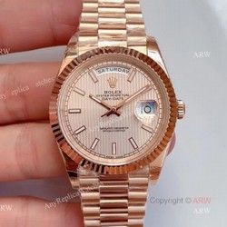 AAA Grade Replica Noob Rolex Day Date Rose Gold Swiss 3255 Automatic Watch
